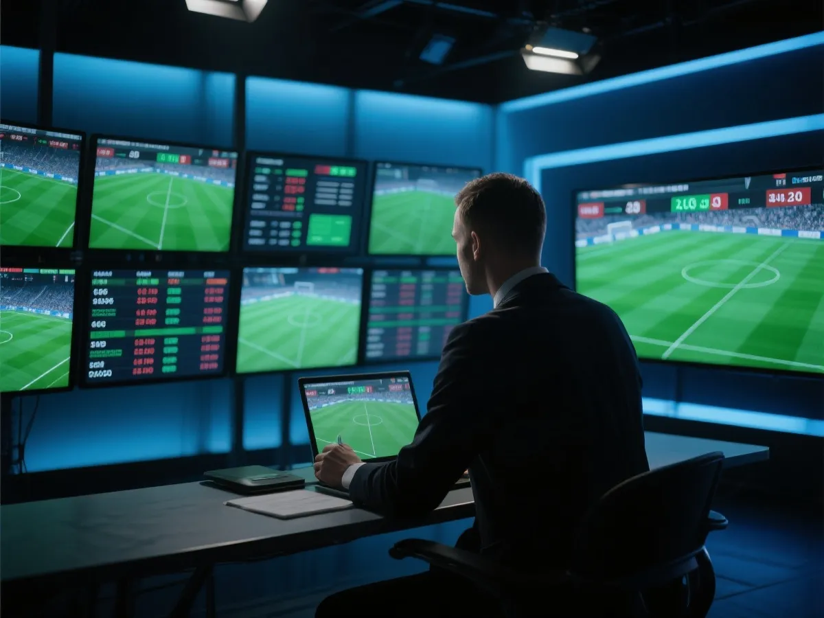 分析师观察实时赔率变化示意图